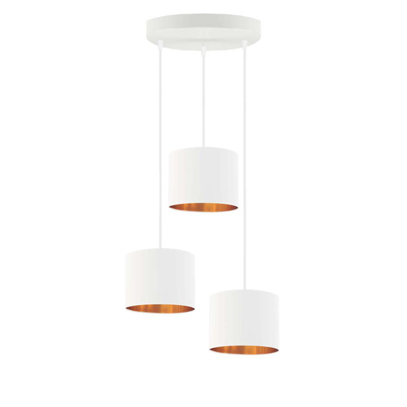 Ilana 3 - Light Drum Pendant, White, White