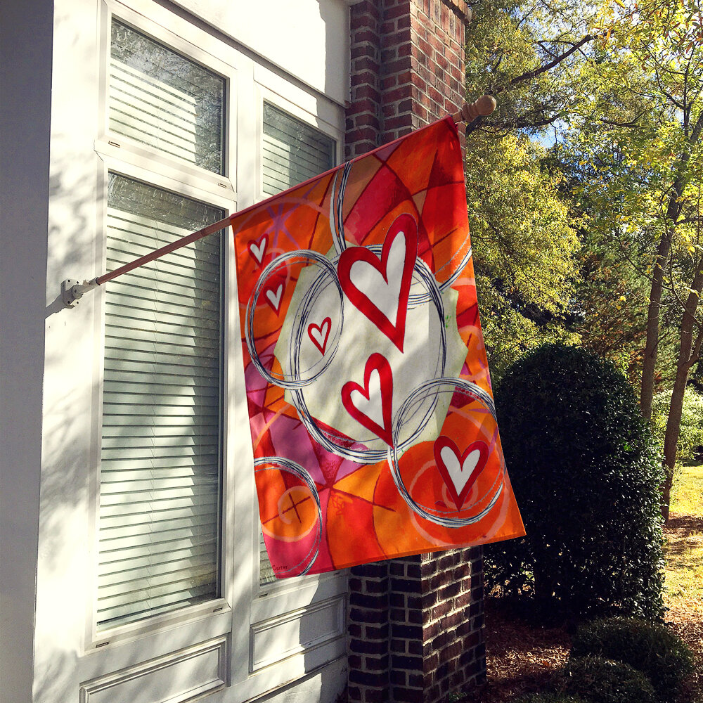 Patterned Valentine's Day Burlap House Flag