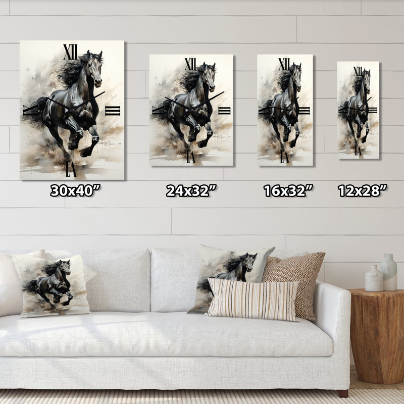 Horloge murale cheval noir, Moyen