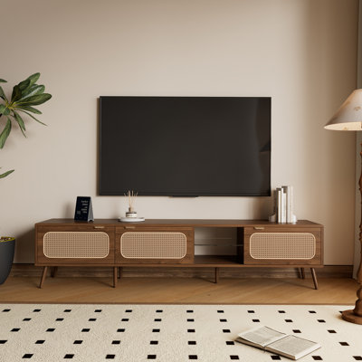 Meuble télé 78 po pour téléviseur 75/80/85 po, console avec amplement de rangement pour le salon, la chambre à coucher, le centre de divertissement avec tablette ouverte