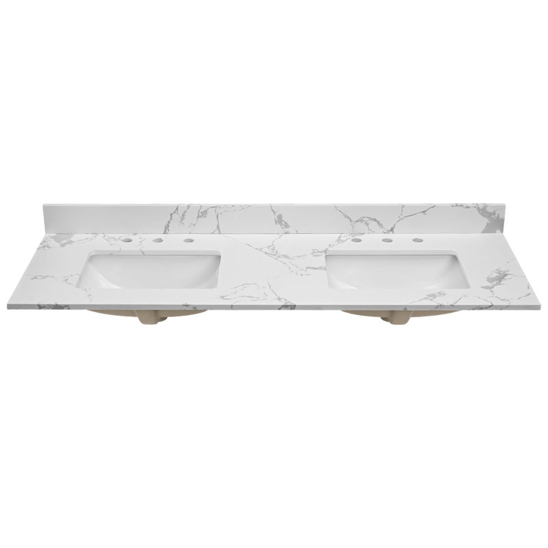 Plateau de meuble-lavabo en pierre reconstituée 61 "x 22" avec double cuve