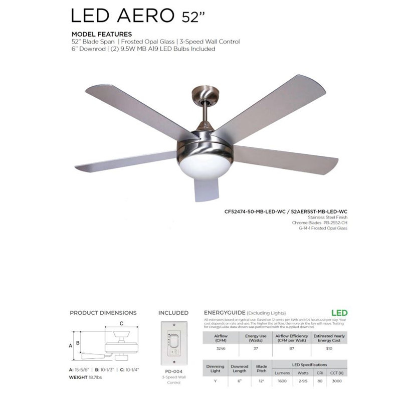 52'' Ceiling Fan with Light Kit