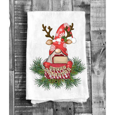 Santa Gnome Cotton Tea Towel