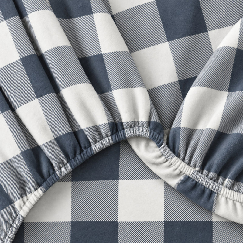 Ensemble de draps 100% flanelle de coton, Double avec 2 taies d'oreiller, Buffalo Check - Navy