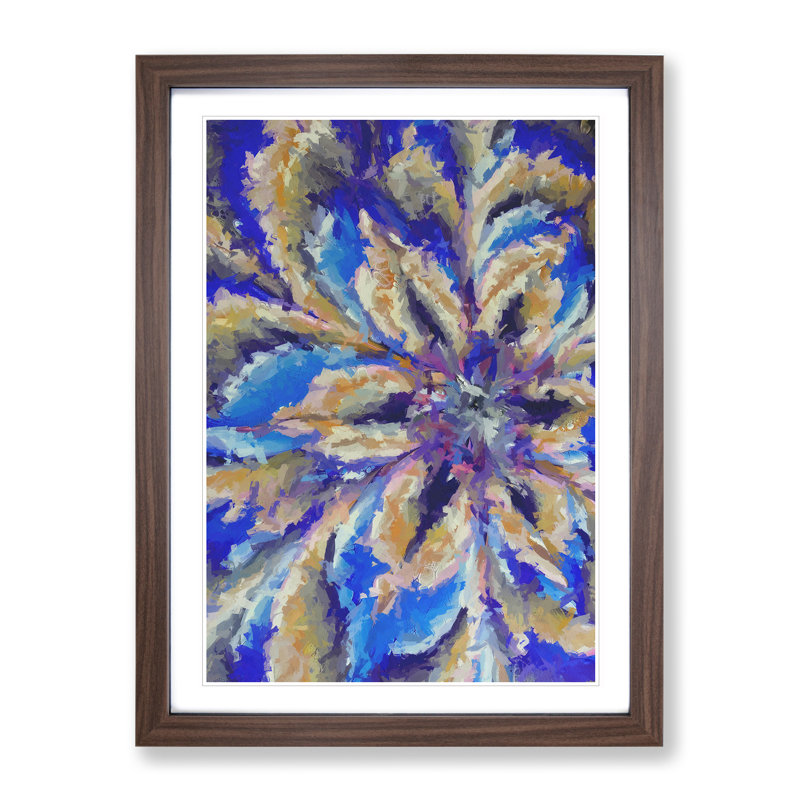Approach The Edge Abstract - Single Picture Frame Painting, 46cm H x 34cm W x 2cm D, Walnut Framed