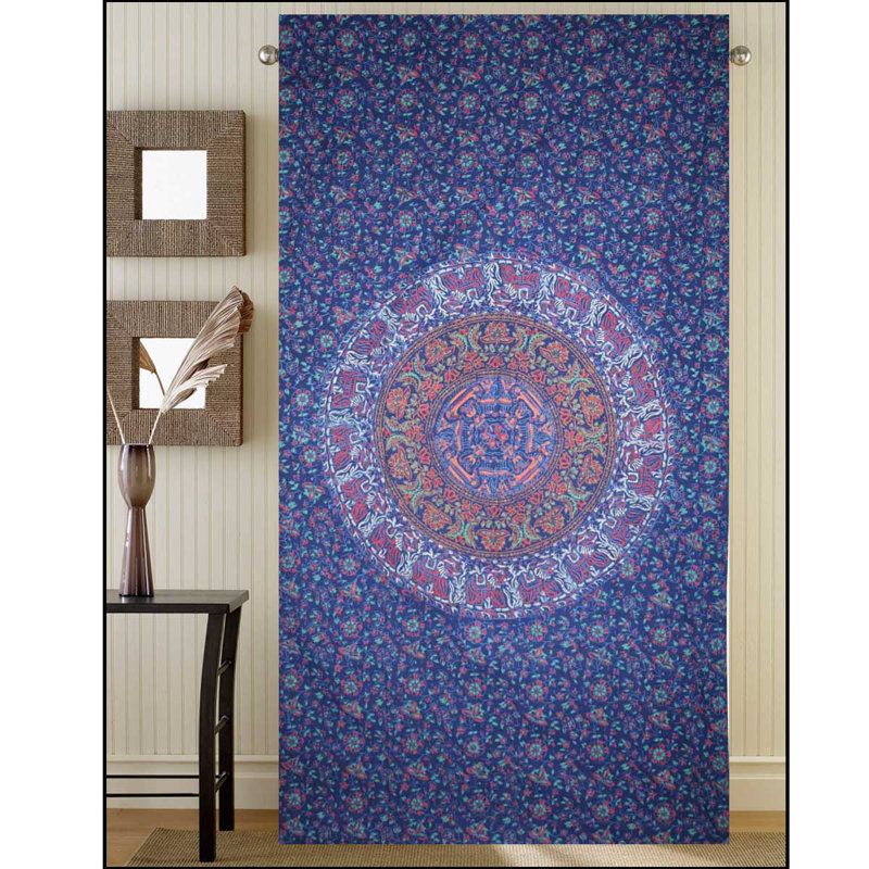 Emestine 100% Cotton Room Darkening Curtain Single Panel, Blue