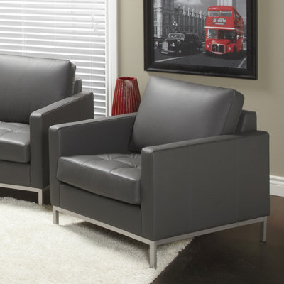 Corniche 31" Wide Tufted Top Grain Leather Armchair by Orren Ellis