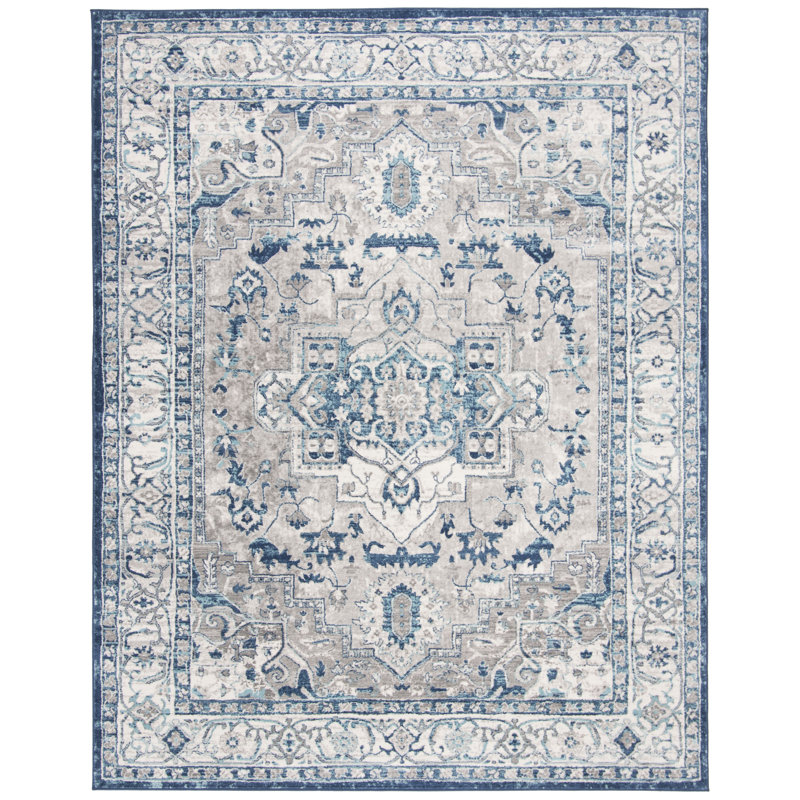 Tapis oriental gris clair / bleu Aurich, Rectangle 10 pi x 13 pi