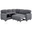 Canapé-lit modulaire en forme de L avec lit escamotable et rangement, canapé-lit à 5 places avec chargement USB, conception convertible pour le salon, appartement, tissu en velours côtelé, gris-959162387