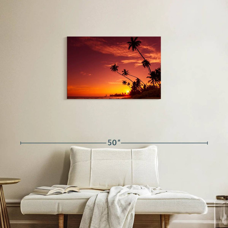 Gillard, palmier jamaïcain, Gillard, coucher de soleil, H 20 po x l 30 po