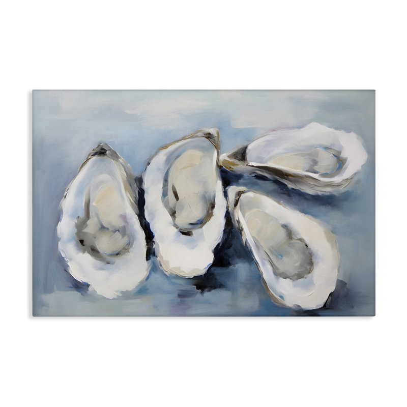 Impression sur toile «Four Oysters Impression» par Petal Prints Design, H 20 po x l 30 po