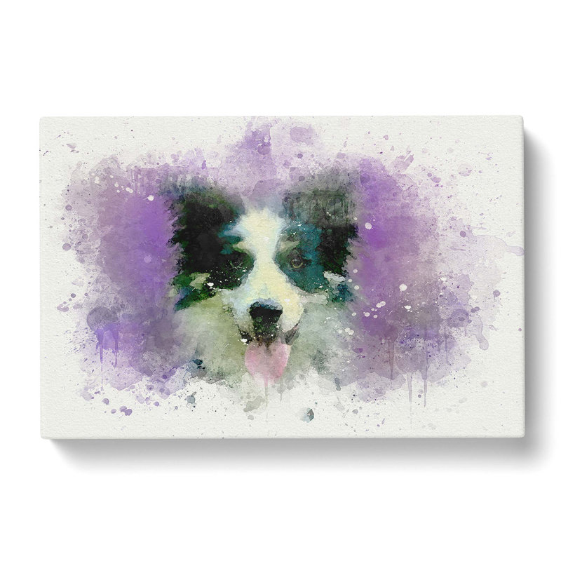 Border Collie In The Purple Flowers In Abstract - Wrapped Canvas Print, 50cm H x 76cm W x 3cm D