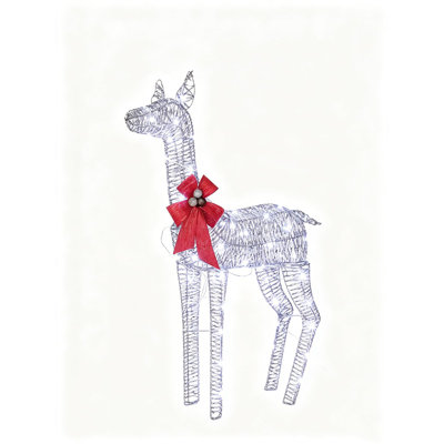 3FT-5FT Lighted Christmas Deer with 90-150 LEDs, Weatherproof Outdoor Reindeer with Zip Ties & Ground Stakes for Yard Garden