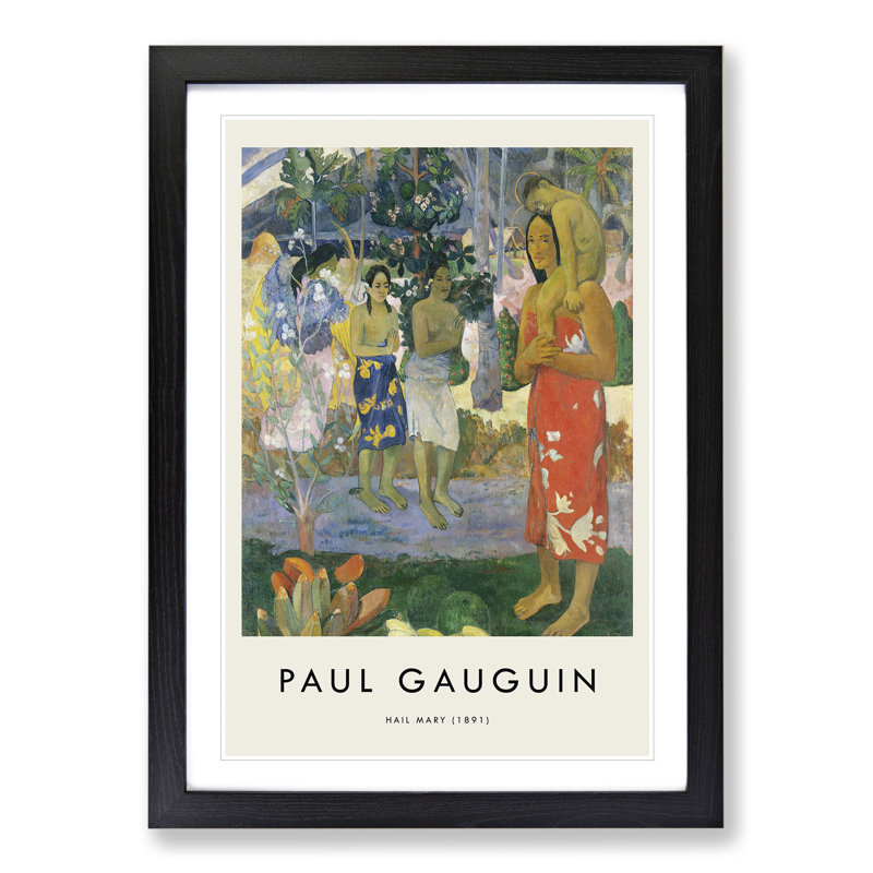 Hail Mary by Paul Gauguin - Single Picture Frame Print, 48cm H x 36cm W x 2cm D, Black Framed