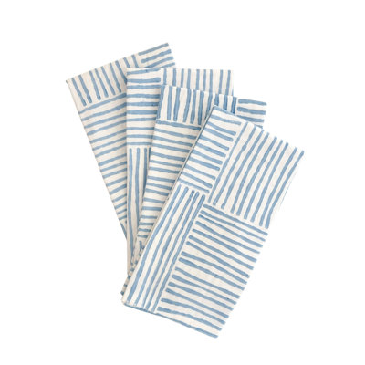 S/4 Organic Napkins - Stripe, Uniform Blue