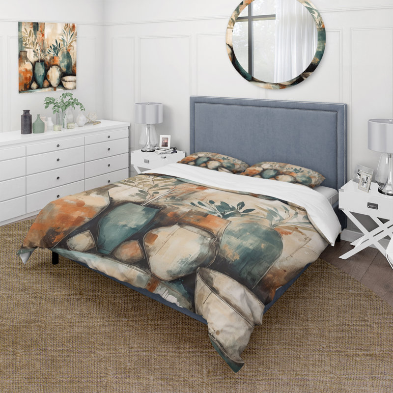 Ensemble de housse de couette en microfibre / polyester orange et vert, Housse de couette pour très grand lit et 2 très