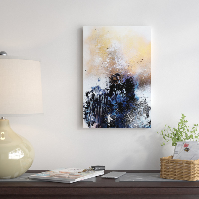 « fusion or ii », reproduction d’art sur toile tendue, H 26 po x l 18 po x P 1,5 po, Toile encadrée noire, Pas de tapis