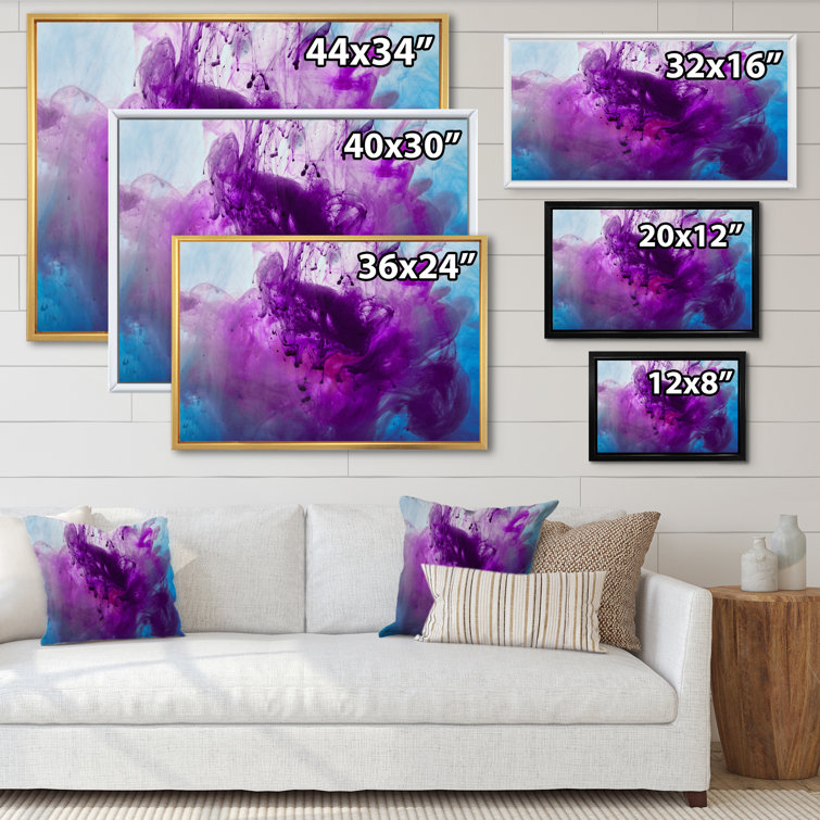 Wrought Studio Purple Blue Mixing Ink Color Framed On Canvas Painting ...