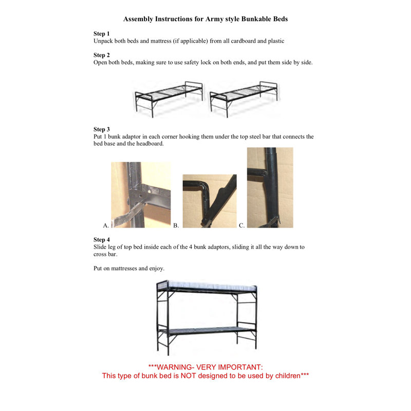 Blantex Bunk Adaptor Set for Army Style Beds