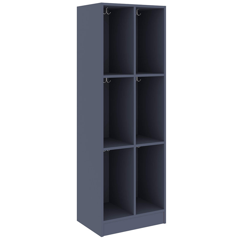 Armoire de rangement double à six compartiments pour salle de classe, 59" H x 24" W x 17" D, Tsunami