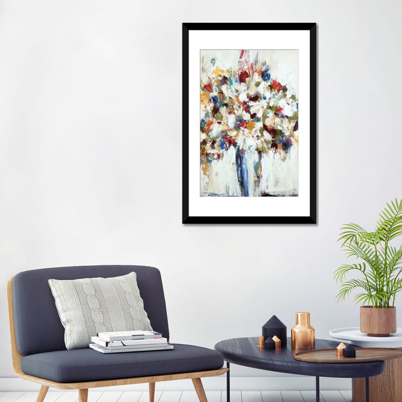 « jubilant », reproduction sur toile, Papier avec cadre noir, Blanc, H 32 po x l 24 po x P 1 po