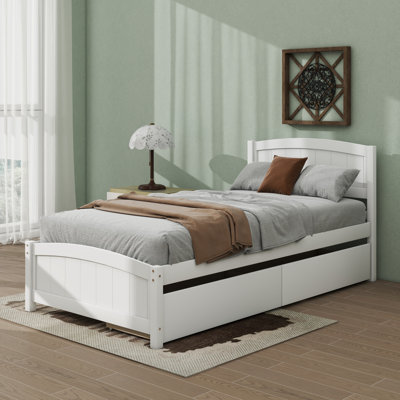 Twin Size Platform Bed With Two Drawers