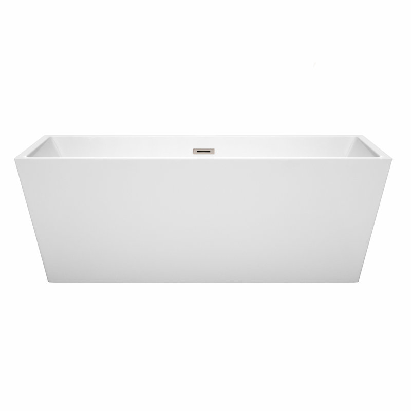 Sara 67'' x 32'' Soaking Acrylic Bathtub, Brushed Nickel