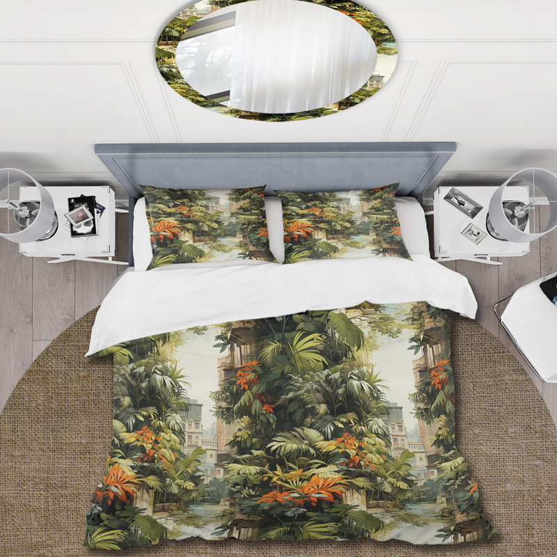Literie Urban Jungle Mirage, Housse de couette simple + 1 taie décorative stan
