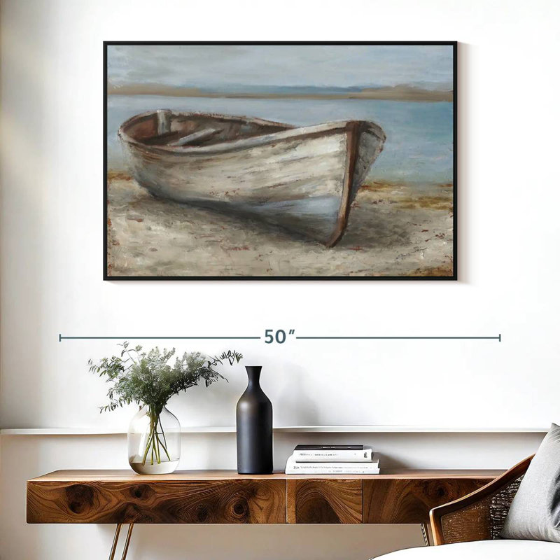 Bateau blanchi à la chaux I, Cadre flottant noir, 40 po x 27 po