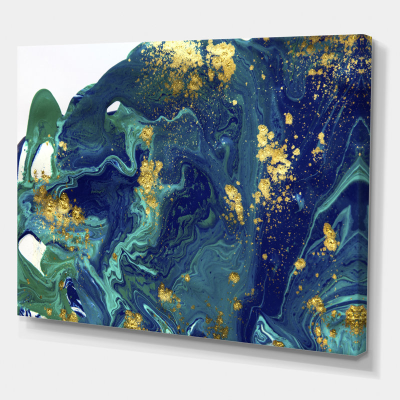 Marbre doré Olin sur univers bleu foncé - reproduction d'art sur toile, Toile tendue, H 36 po x l 46 po x 1,5 po