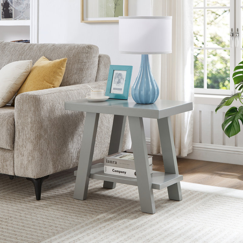 Table de bout avec rangement Angeleca, H 22 po x l 23,5 po x P 14 po, Duplicata blanc 2