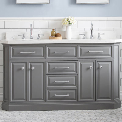 Bruning 60" Carrara Quartz Countertop Bath Vanity with Faucet