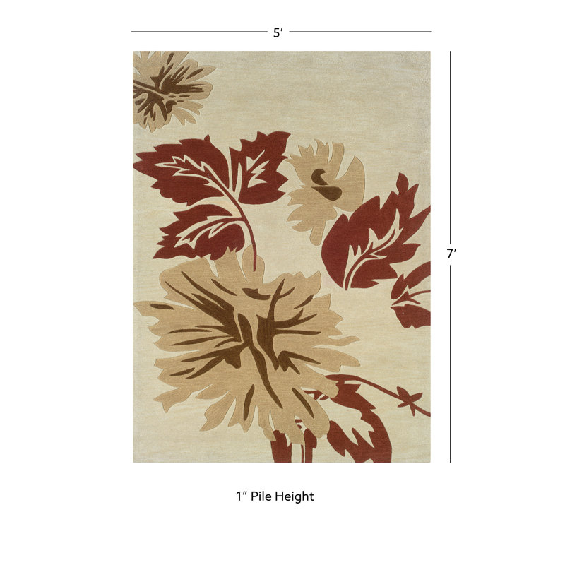 Marisela Hand Tufted Floral Rug, Rectangle 5' x 7'