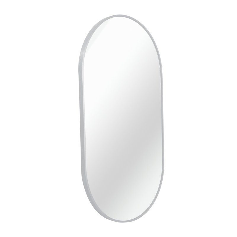 Miroir ovale en métal, Argent argent, 33 po x 20 po