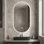 Miroir de salle de bain 55 po x 30 po ovale à DEL rétroéclairé sans cadre, 3 lumières à intensité variable, antibuée, contrôle tactile, antidéflagrant, miroir de meuble-lavabo mural