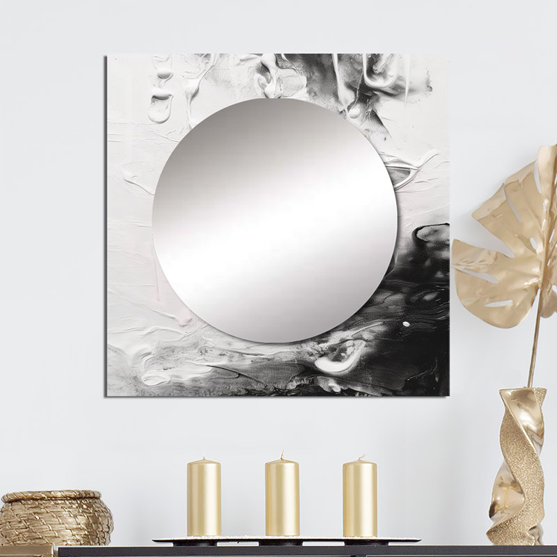 Miru - Grand miroir carré abstrait pour décoration murale, 23 po x 23 po