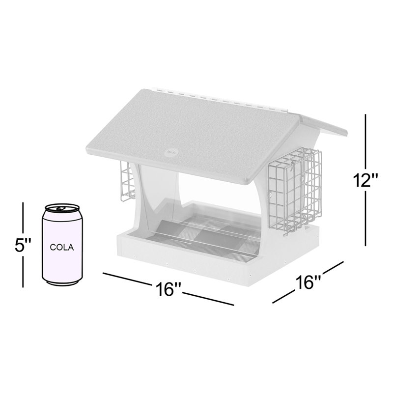 Birds Choice 12" Large Recycled Plastic Hanging or Mounted Hopper 2-Sided Bird Feeder, Taupe/Green
