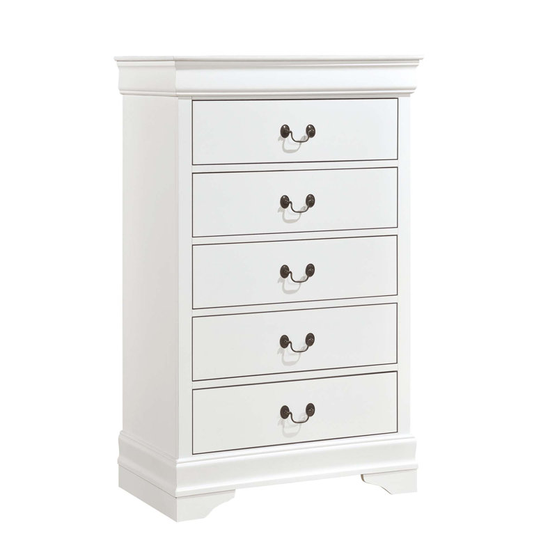 Mobilier de chambre à coucher avec tiroirs et poignées de style antique 1 pièce, Blanc