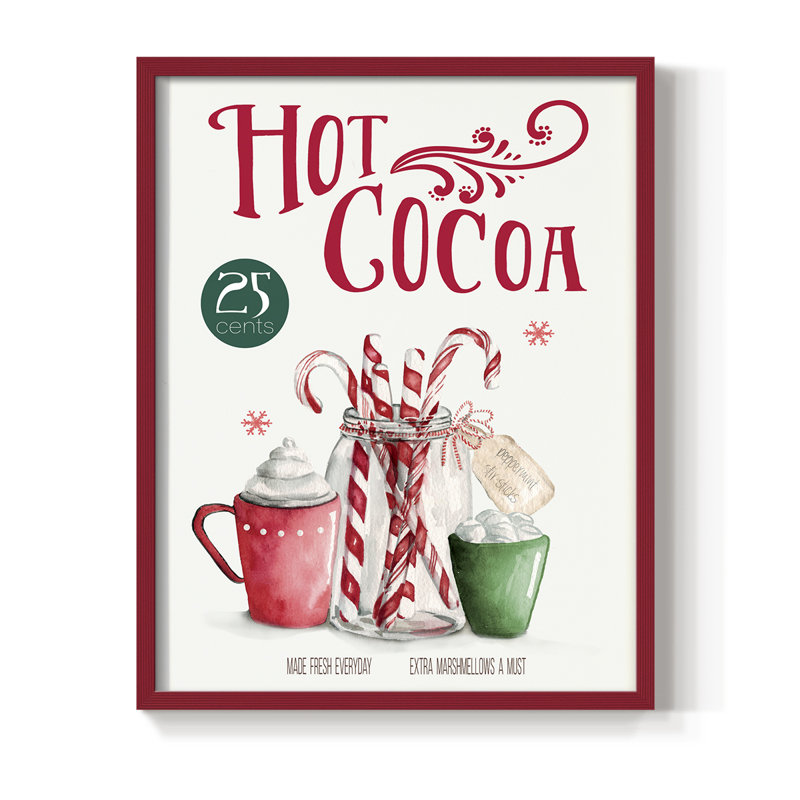 Hot Cocoa Framed Print - Solid Wood, H 21 po x l 17 po, Rouge