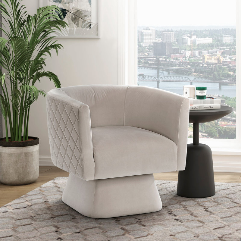 Chaise pivotante en velours taupe avec bois massif et contreplaqué, style élégant, Taupe