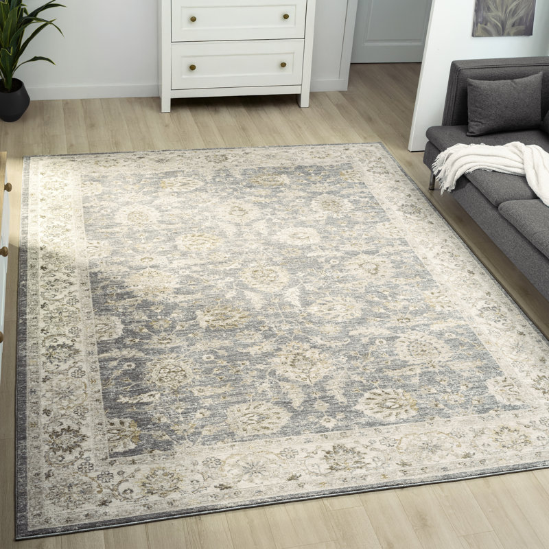 Beatrice Traditional Bordered Floral Filigree Performance Woven Indoor Area Rug, 2'3" x 3'6"