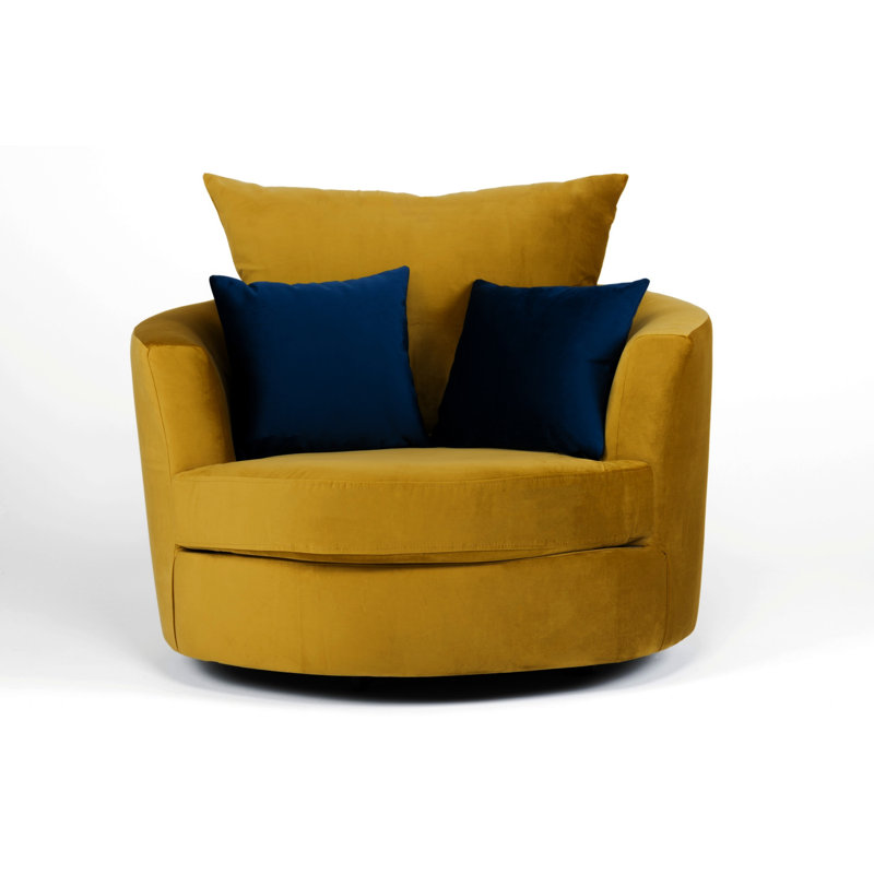 Laci Velvet Swivel Armchair, Mustard