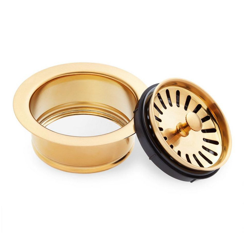 4-1/2" Garbage Disposal Flange with Strainer, Brushed Gold