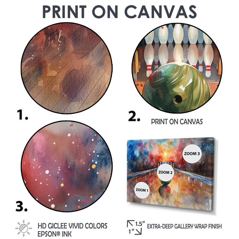 Selph - Bowling, salon d'art mural, H 28 po x l 60 po x P 1,5 po, Cadre flottant brun