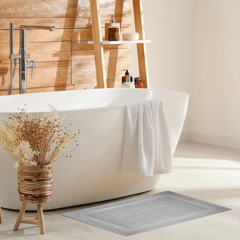 Cotton Bath Mat, Charming Grey