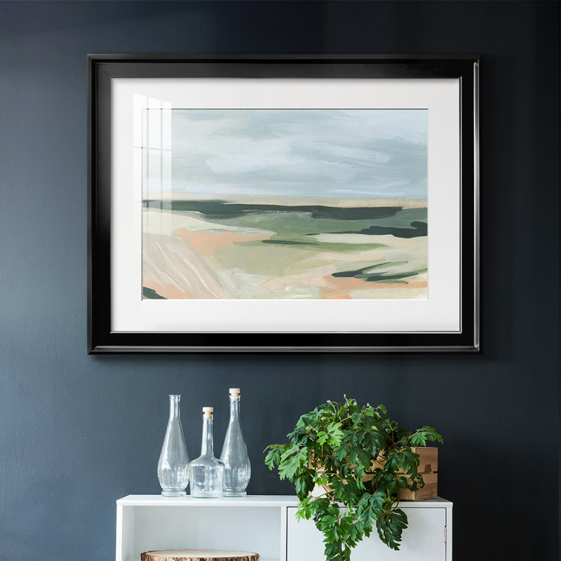 «Pastel Plains II», encadré avec cadre biseauté et verre, Noir, H 30 po x l 44 po x P 1,5 po