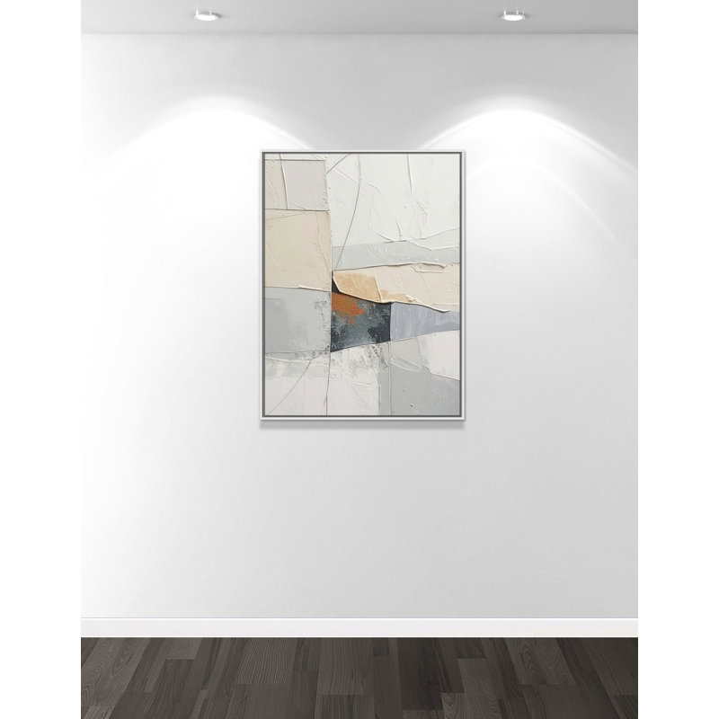 «Plastering I Print» par Alonza Saunders, L 31,5 po x H 41,5 po, Toile avec cadre, Flotteur blanc