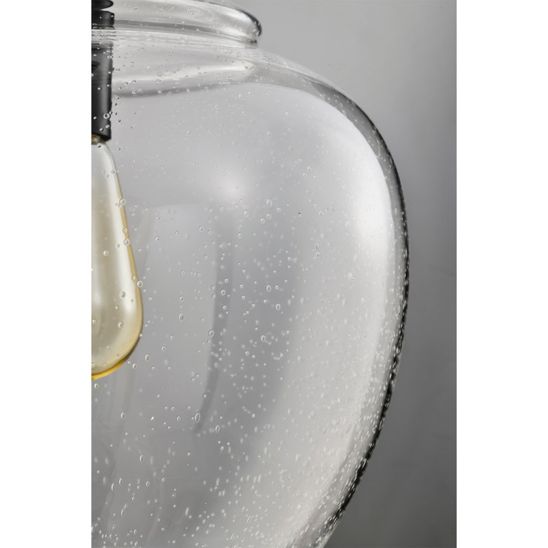 Luminaire suspendu Tasio noir mat avec abat-jour en verre transparent