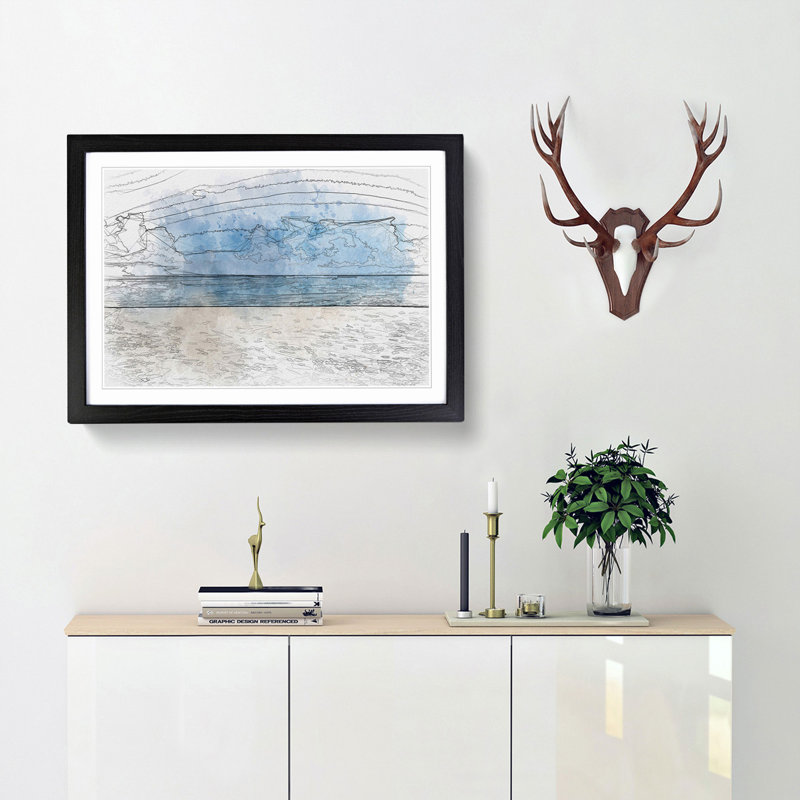 Beach in Mexico in Abstract - Picture Frame Graphic Art Print, 62cm H x 87cm W x 2cm D, Black Framed