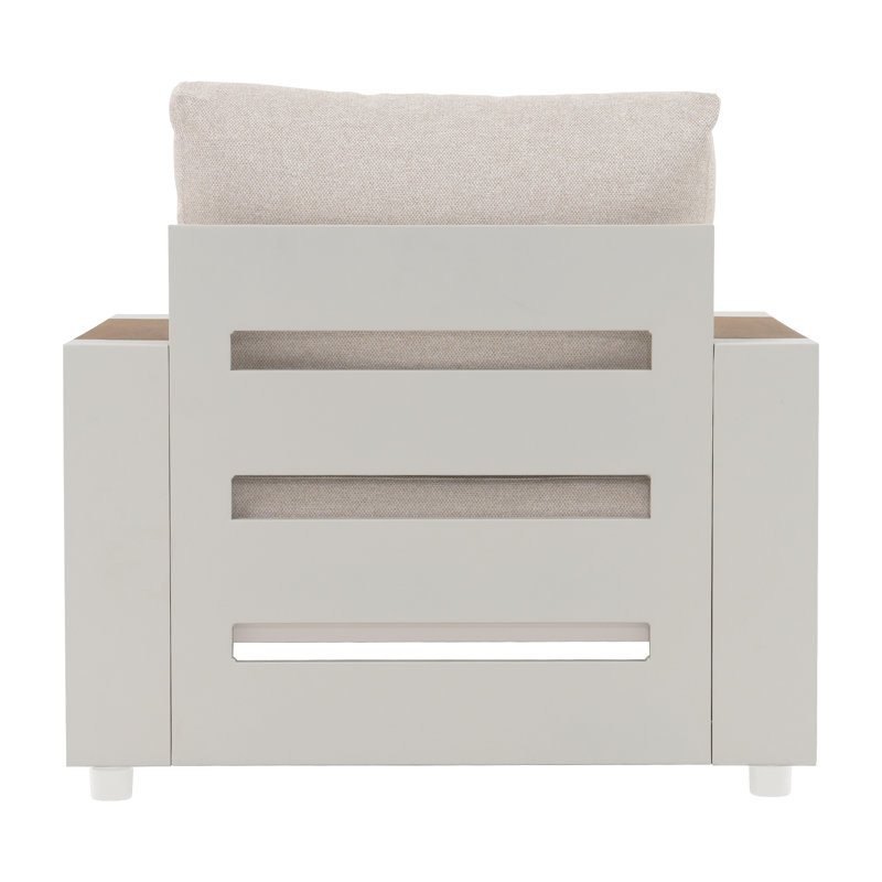 Ensemble de conversation avec coussins, Blanc, Ensemble de 4 pièces : table, canapé, 2 chaises, Chaise avec accoudoirs
